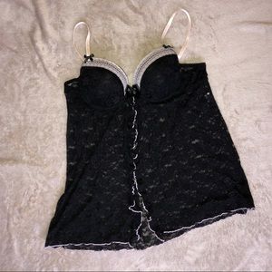 Black & Beige Linea Donatella Babydoll, Size XL